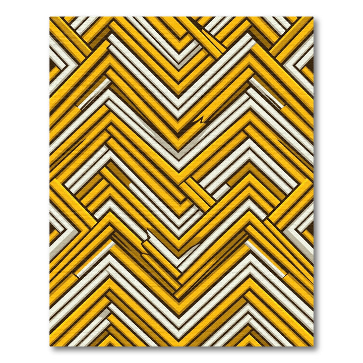 Golden Yellow Geometric Chevron Rug