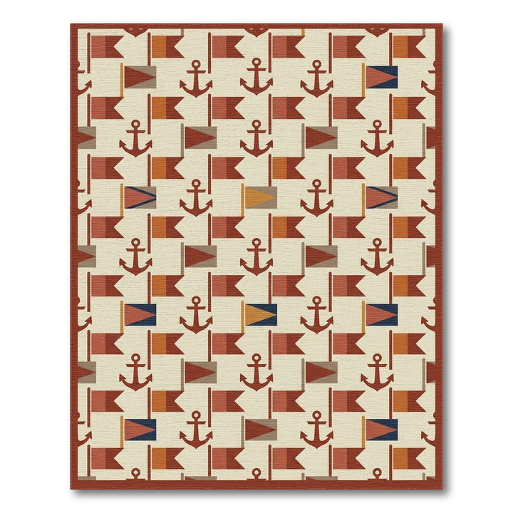 Nautical Navy Anchor Flag Collection Rug
