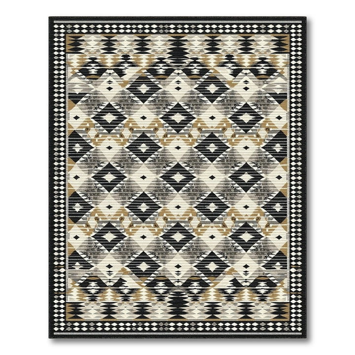 Southwestern Black White Diamond Area Rug