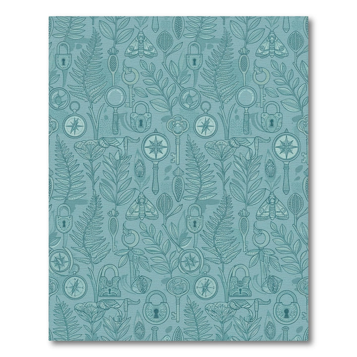 Vintage Teal Botanical Keys Locks Rug