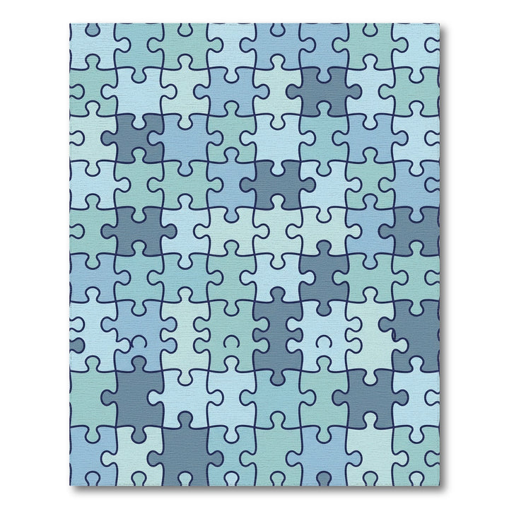 Cool Blue Interlocking Puzzle Pieces Rug
