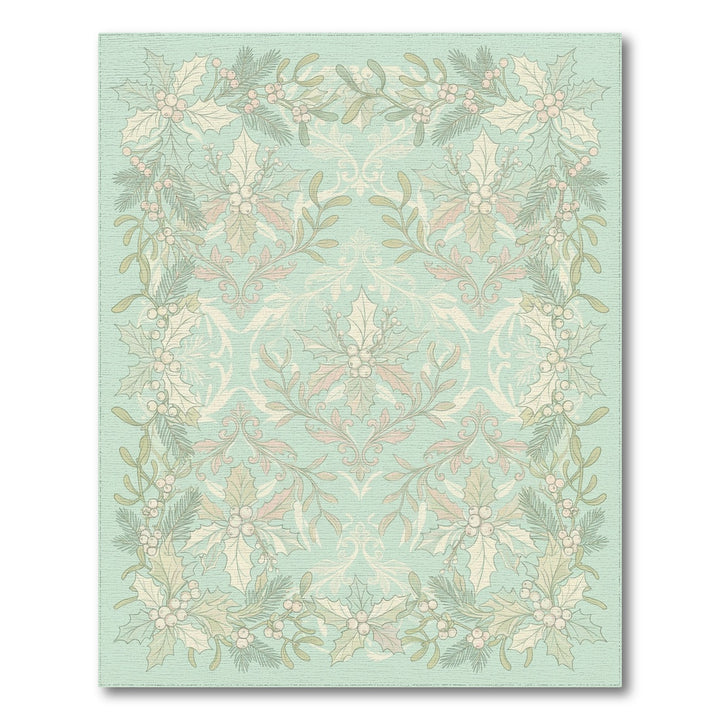 Powdery Blue Holly Mistletoe Garland Rug