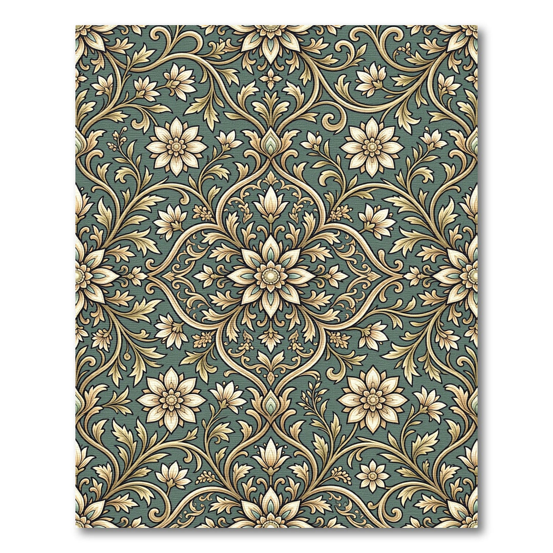 Elegant Antique Gold Flourish Rug