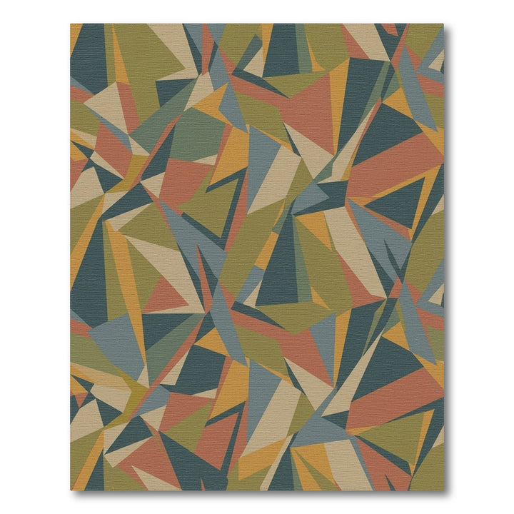 Terracotta Blue Earth Geometric Mosaic Rug