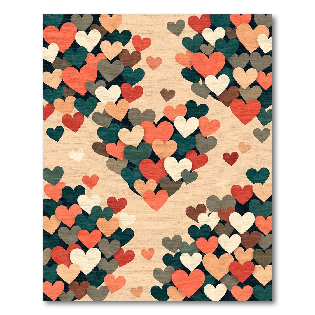 Heart Collage Peach Orange Teal Rug
