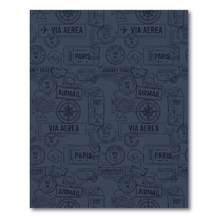 Travel Stamp Collage Navy Blue Rug