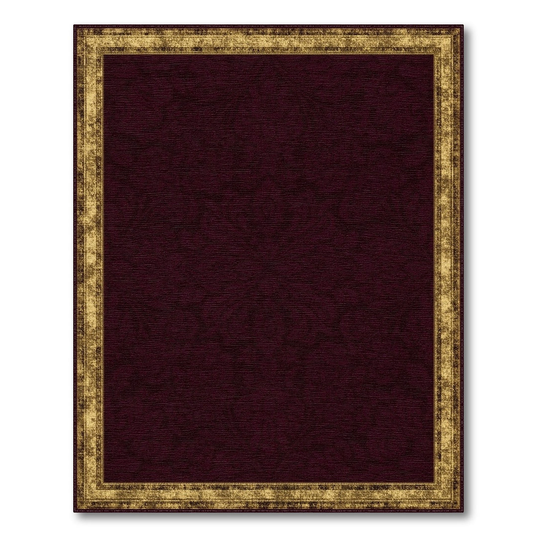 Red Damask Area Rug with Distressed Gold Border