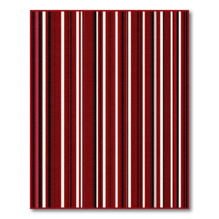 Bold Red Striped Washable Area Rug