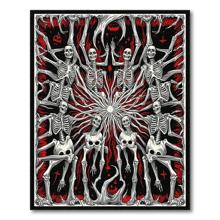 Skeleton Circle Black White Area Rug
