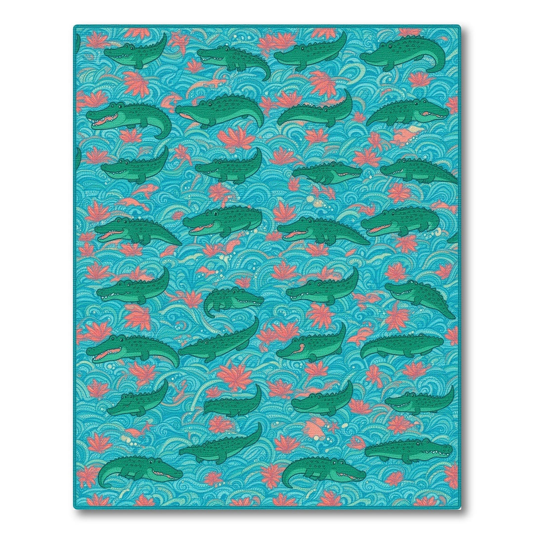Blue Alligator Kids Washable Area Rug