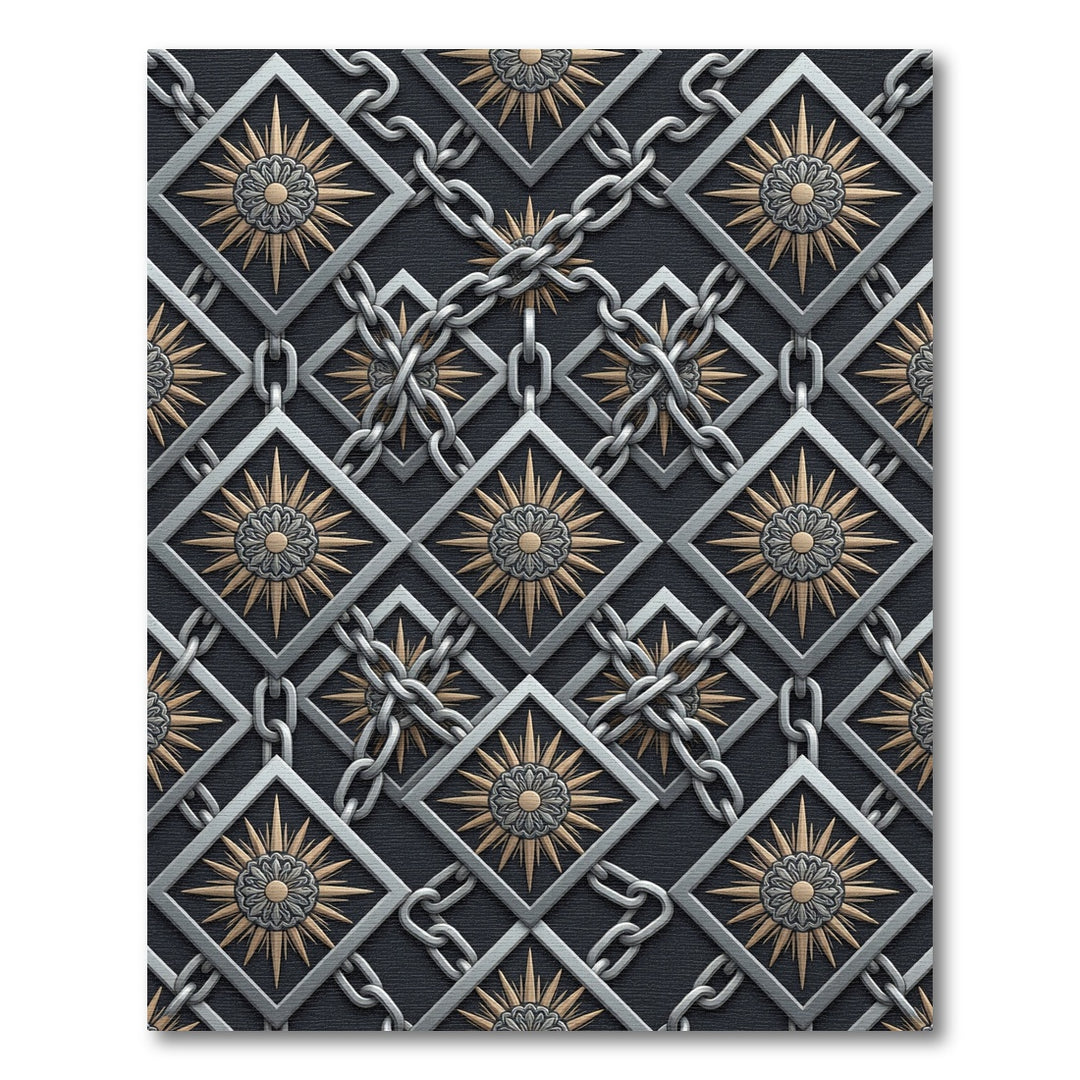 Ornate Sunburst Chain Frame Rug