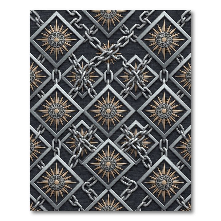 Ornate Sunburst Chain Frame Rug