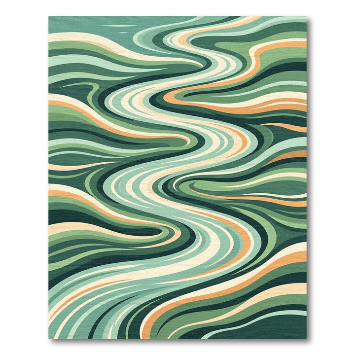 Grassy Green Swirl Abstract Lines Rug