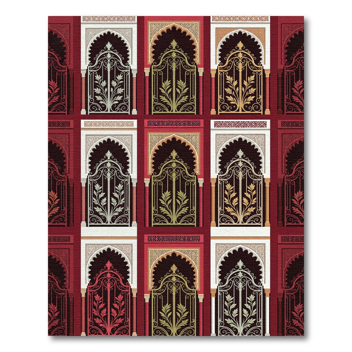 Ornate Gold Arabesque Archway Rug