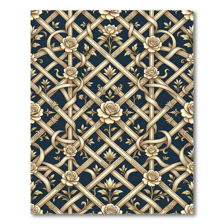 Earthy Rose Lattice Scroll Wallpaper Rug