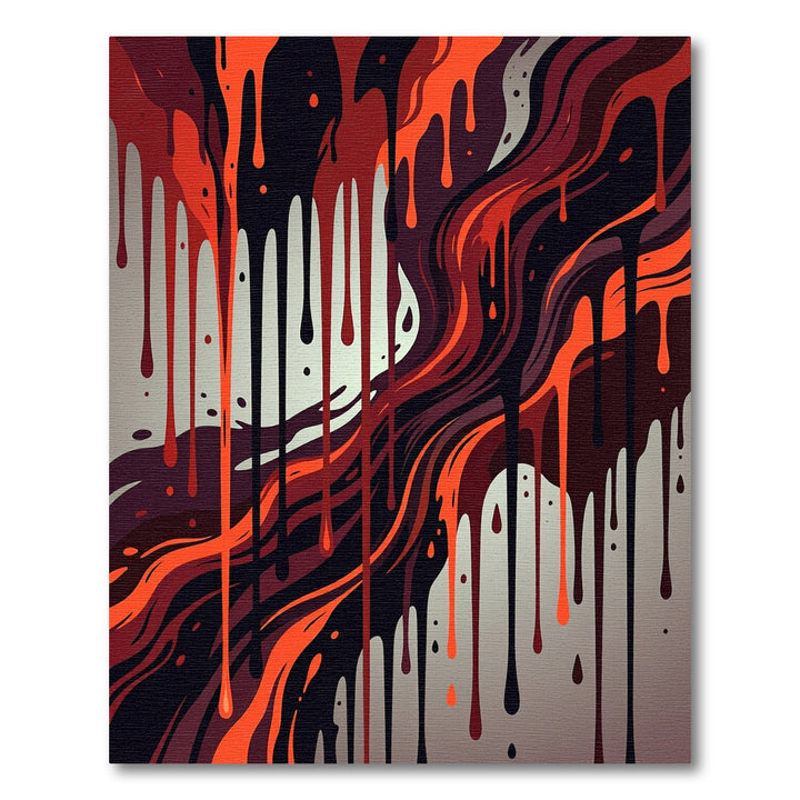 Crimson Orange Drip Abstract Rug