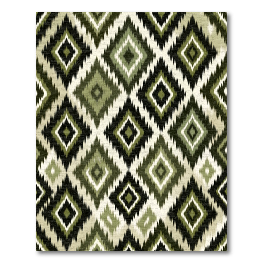 Green Diamond Ikat Rug