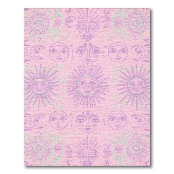 Pink Celestial Sun Moon Boho Area Rug
