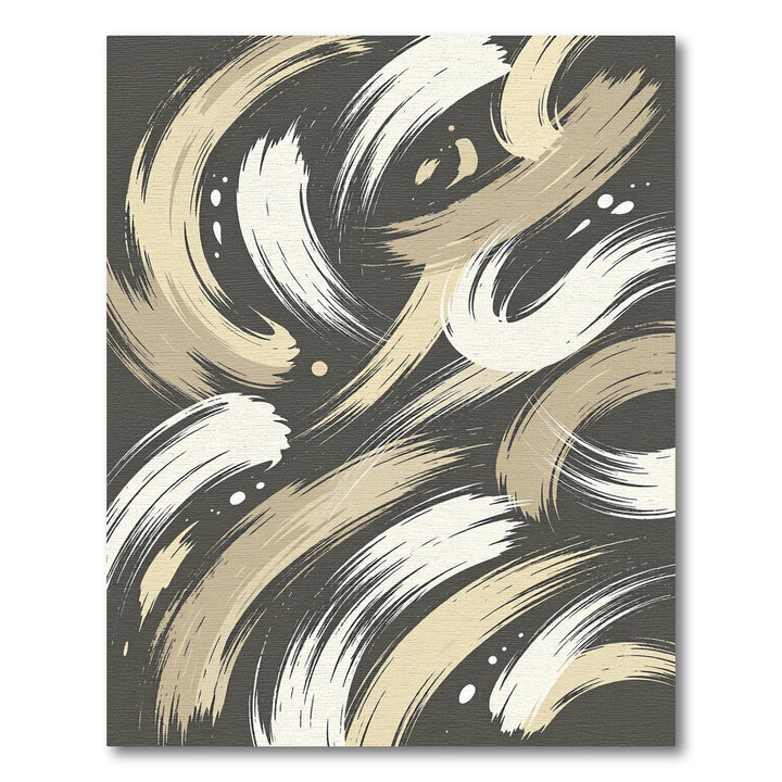 Abstract Brushstroke Gold White Rug