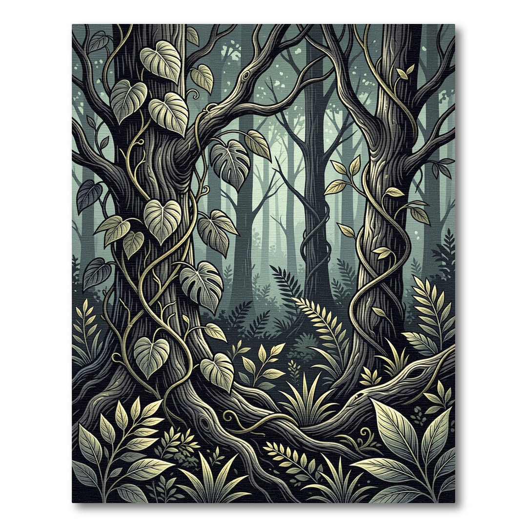 Mystical Dark Forest Vine Rug