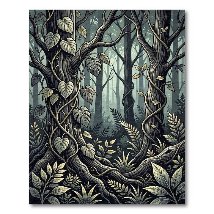 Mystical Dark Forest Vine Rug