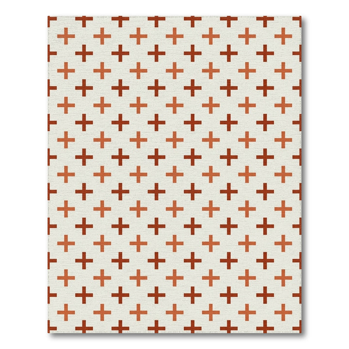 Terracotta Cross Grid Rug