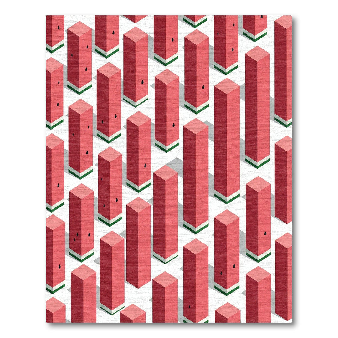 Pink Green Watermelon Cubes Pattern Rug