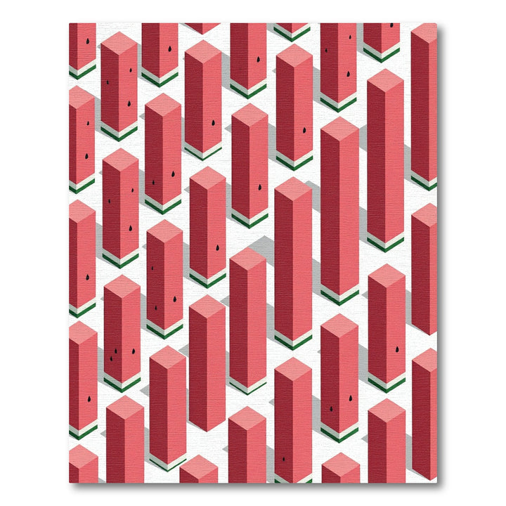 Pink Green Watermelon Cubes Pattern Rug
