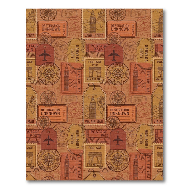 Vintage Travel Stamp Collage Rug