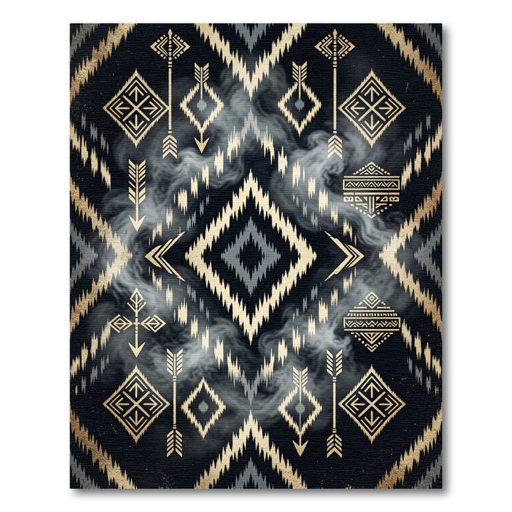 Black Gold Geometric Arrow Medallion Rug