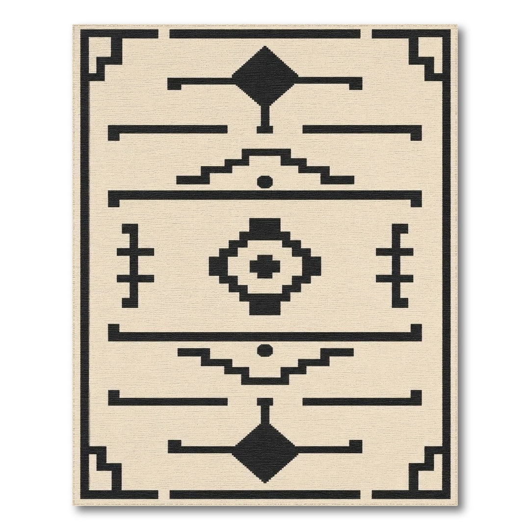 Southwestern Black White Geometric Area Rug