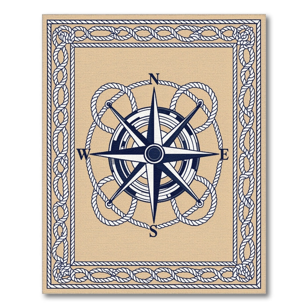 Beige Nautical Compass Area Rug