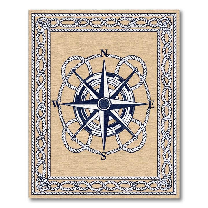 Beige Nautical Compass Area Rug