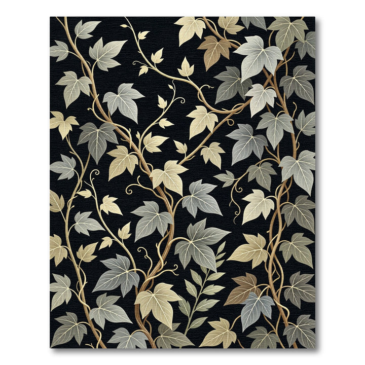 Elegant Ivy Vine Black Gold Rug