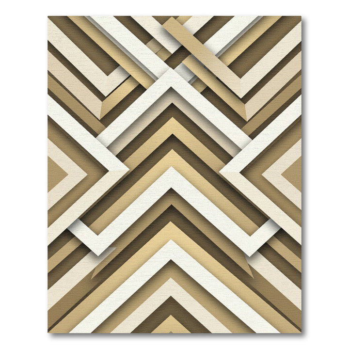 Geometric Gold Chevron Layered Rug