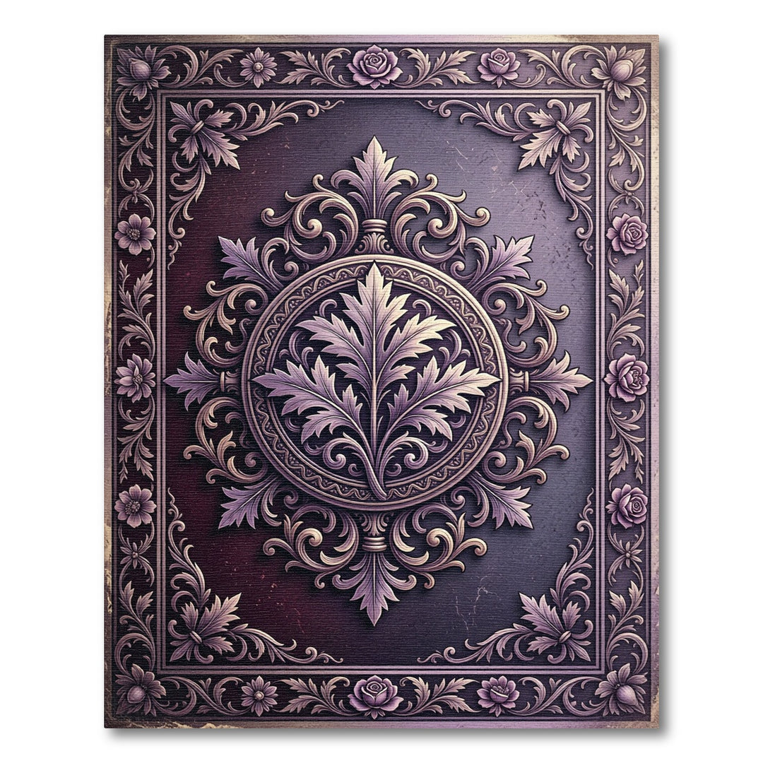 Ornate Lavender Floral Medallion Rug