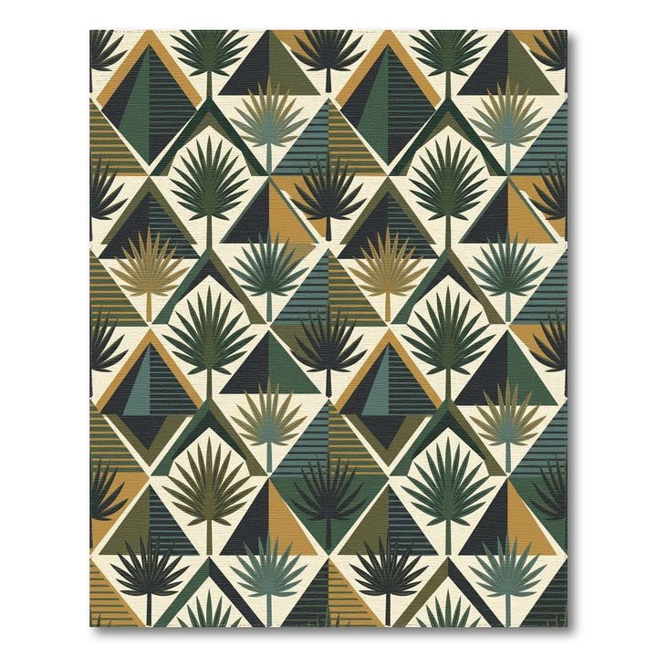 Tropical Palm Triangles Earthy Tones Rug