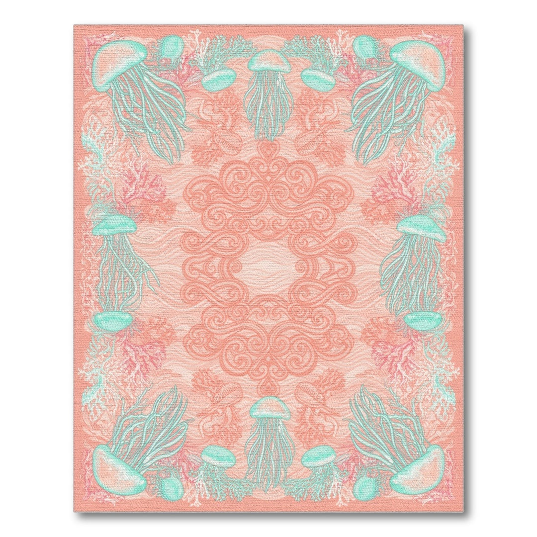 Pink Jellyfish Coral Coastal Area Rug