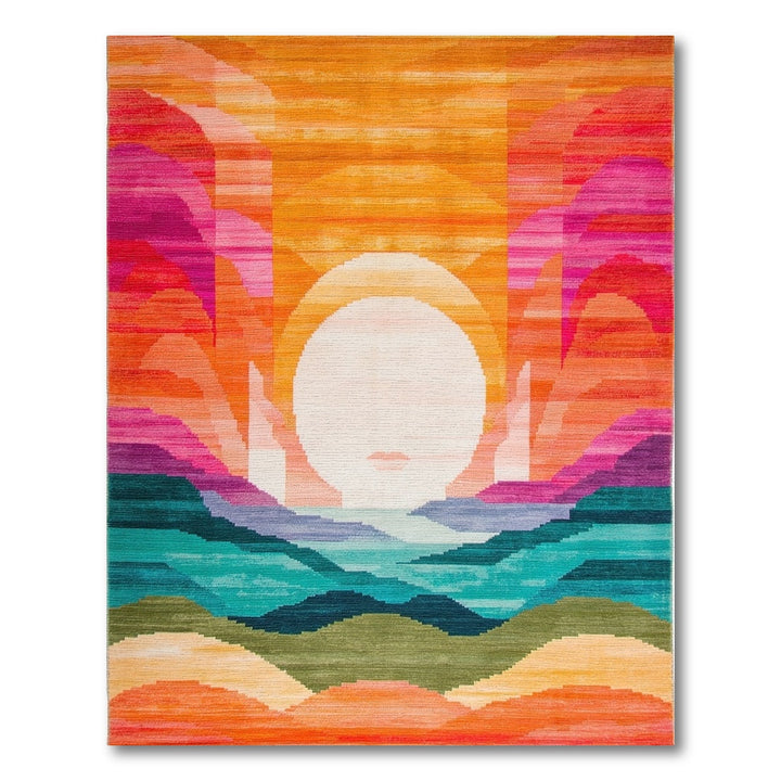 Vibrant Sunset Abstract Area Rug