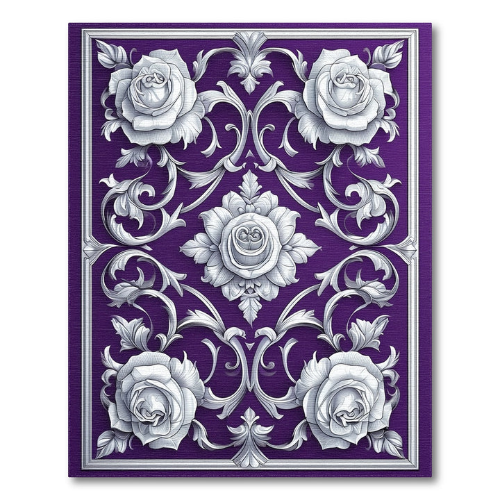 Purple Rose Scroll Floral Area Rug