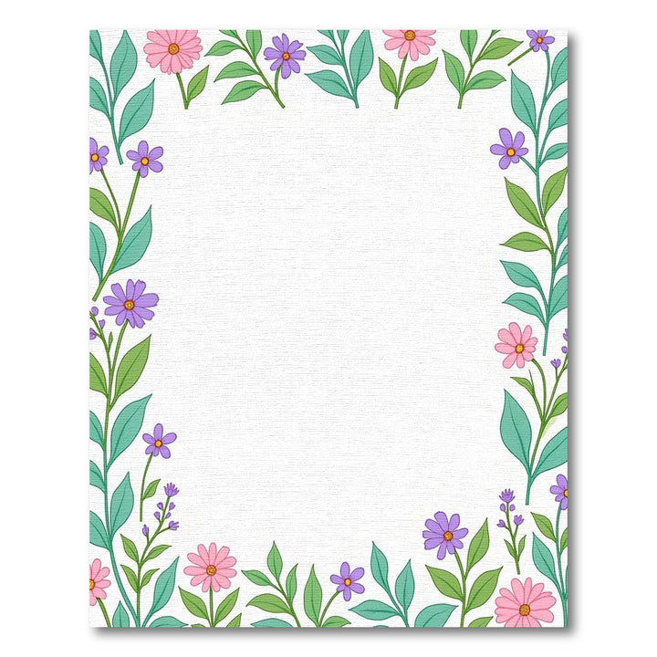 Pink Purple Floral Vine Border Rug