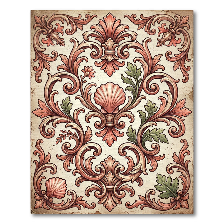 Coral Shell Acanthus Scrollwork Rug