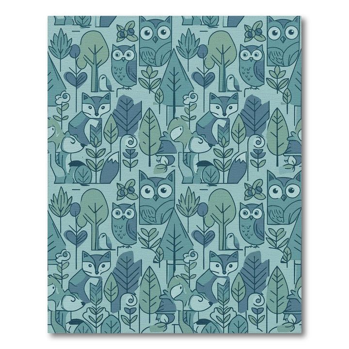 Muted Forest Animals Whimsical Woodland Scene Rug