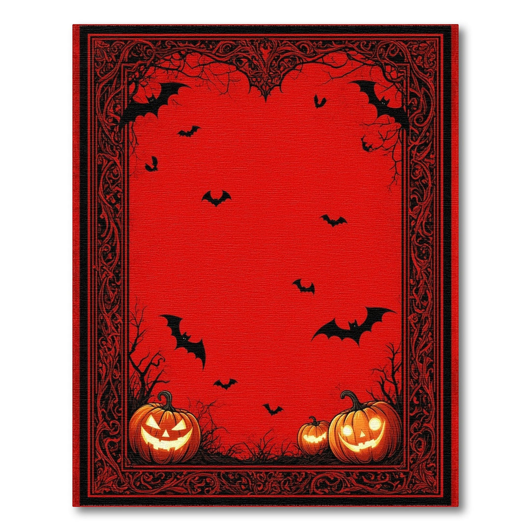 Spooky Red Halloween Pumpkins Area Rug