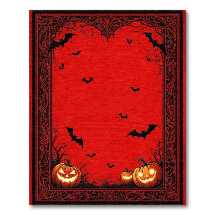 Spooky Red Halloween Pumpkins Area Rug