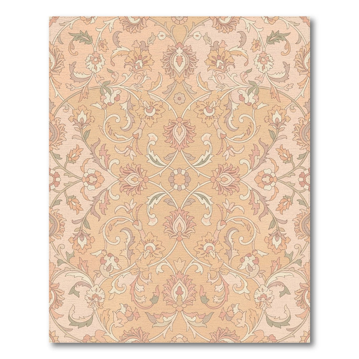 Soft Peach Floral Swirl Garden Rug