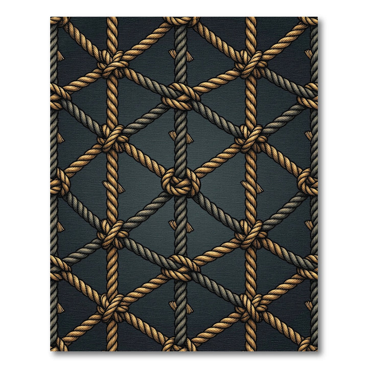 Tan Gray Woven Lattice Rope Rug