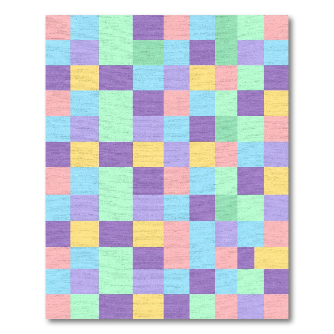 Pastel Grid Checkered Composition Rug