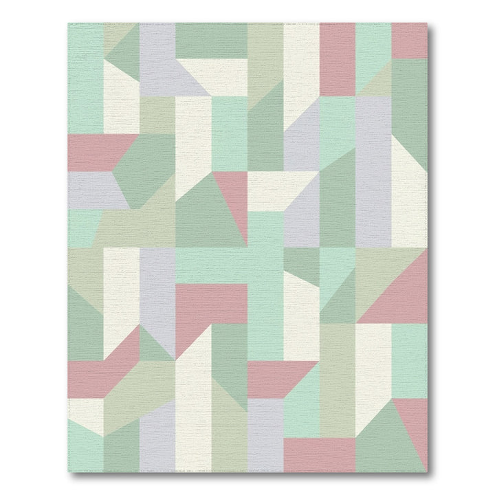 Pastel Geometric Interlocking Block Rug