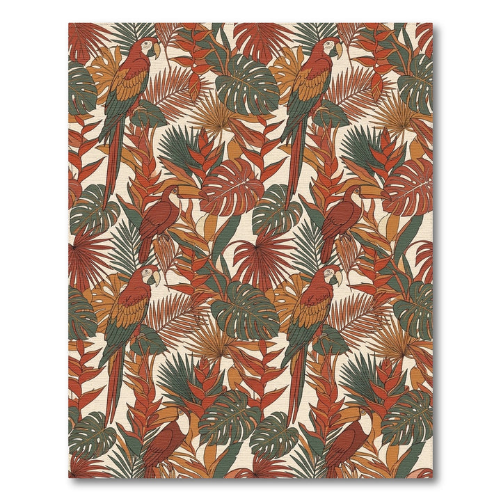 Earthy Tropical Macaw Foliage Garden Rug